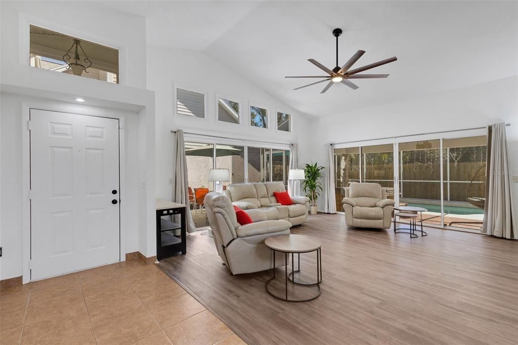 Vaulted ceiling, sliders & Clerestory windows create a bright, expansive feel throughout.