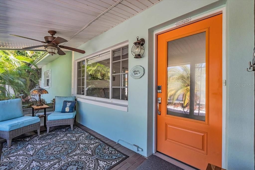 Entrance in screened porch