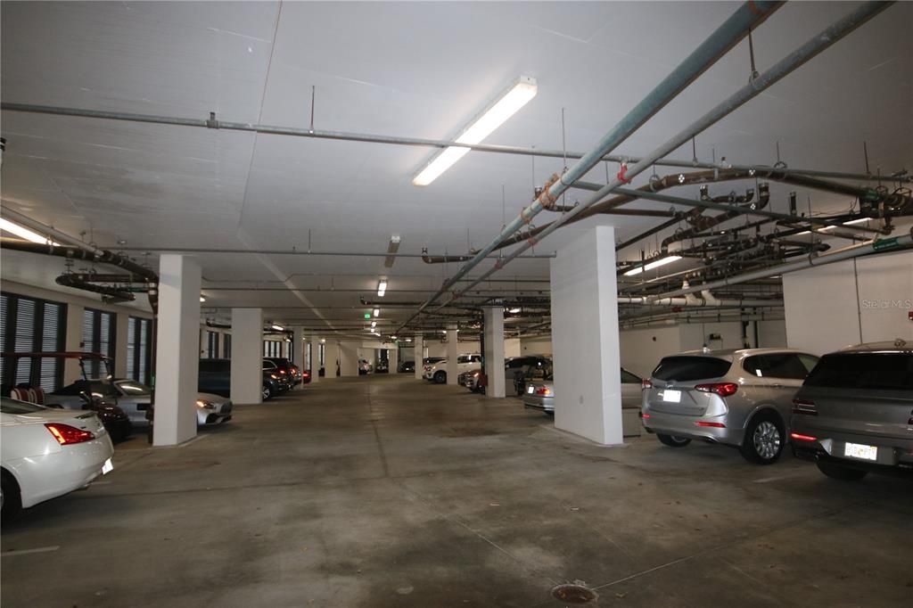 Under building parking for cars & golf carts.