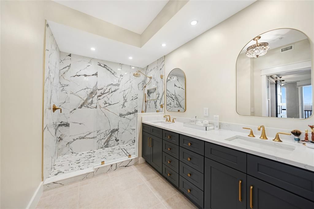 Stunning walk-in shower.