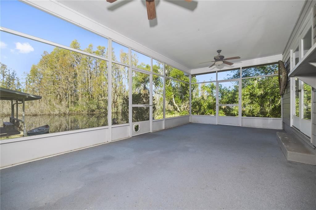 Large Screened Patio with waterfront views