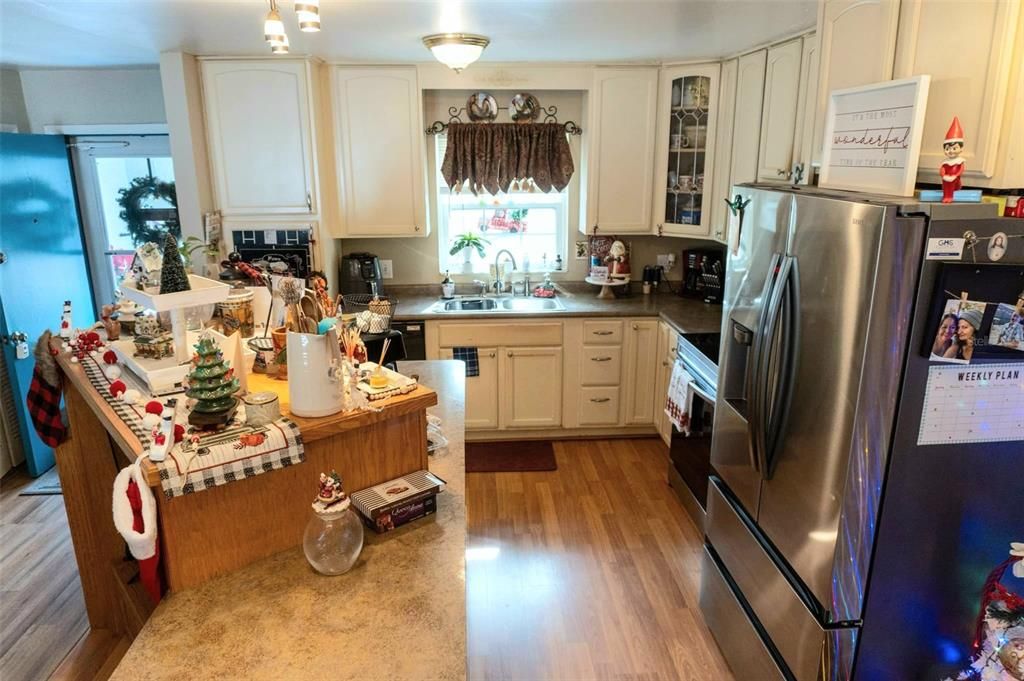 View of the living room overlooking the kitchen