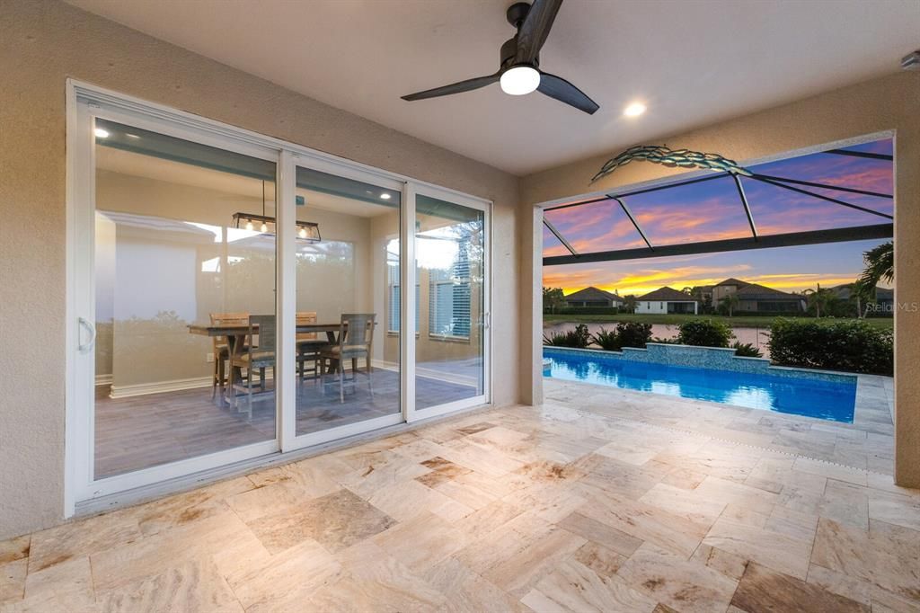 LANAI WITH TRAVERTINE FLOORS