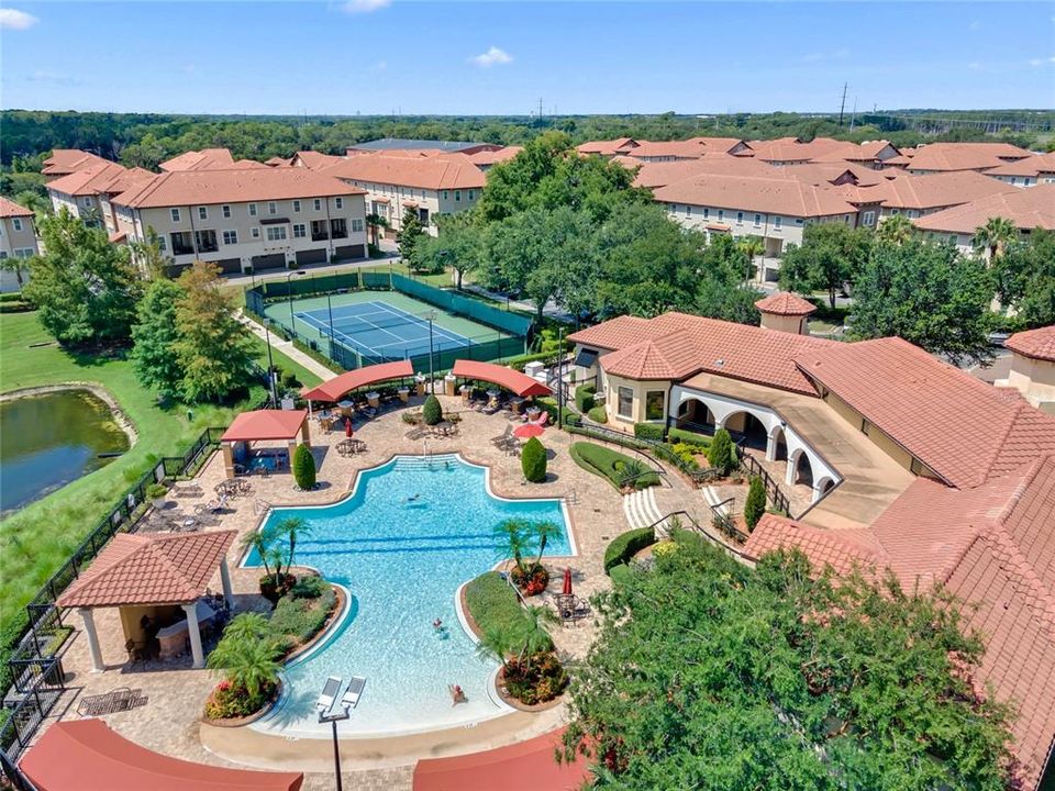 Pool and tennis court