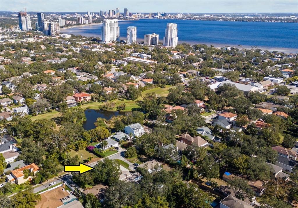 Aerial view of property with Bayshore and Downtown Tampa in background