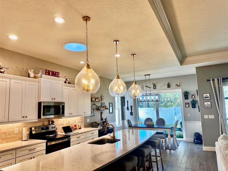 Kitchen with 12' quartz countertop.