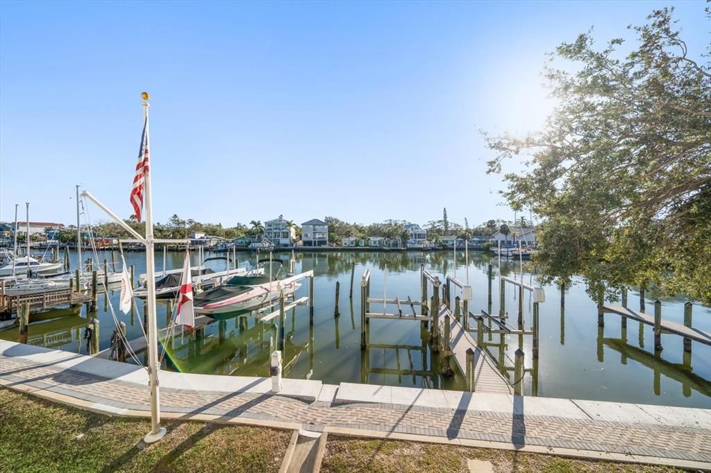 Private slip with boat lift. Dock has water and electric available.