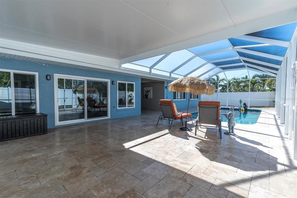 Huge covered portion of the pool deck for year round enjoyment