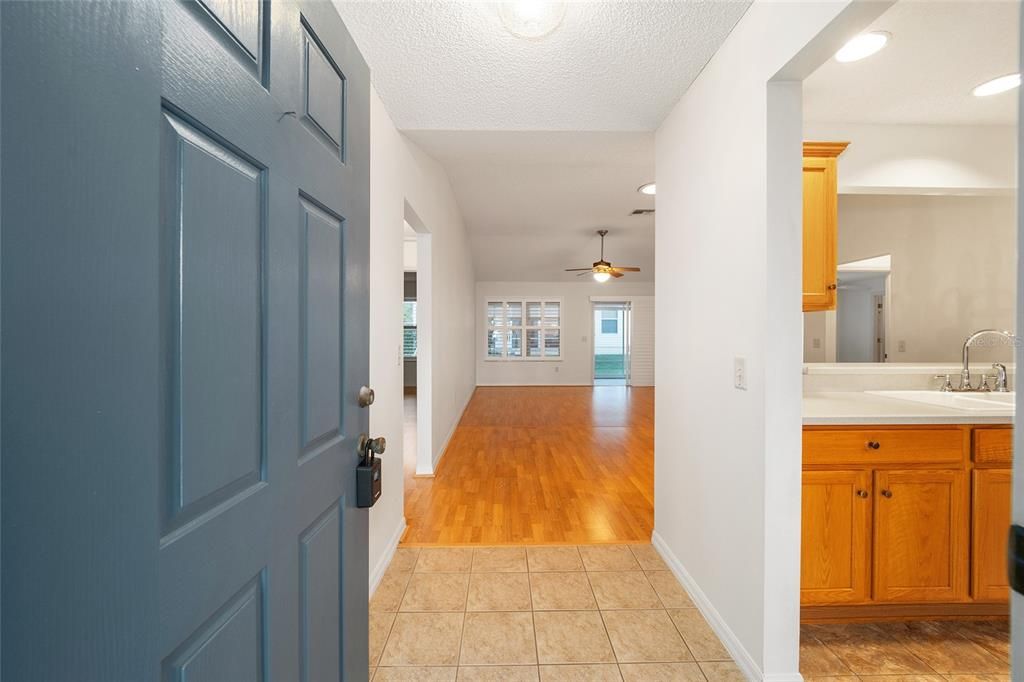 entrance into house - kitchen to the right