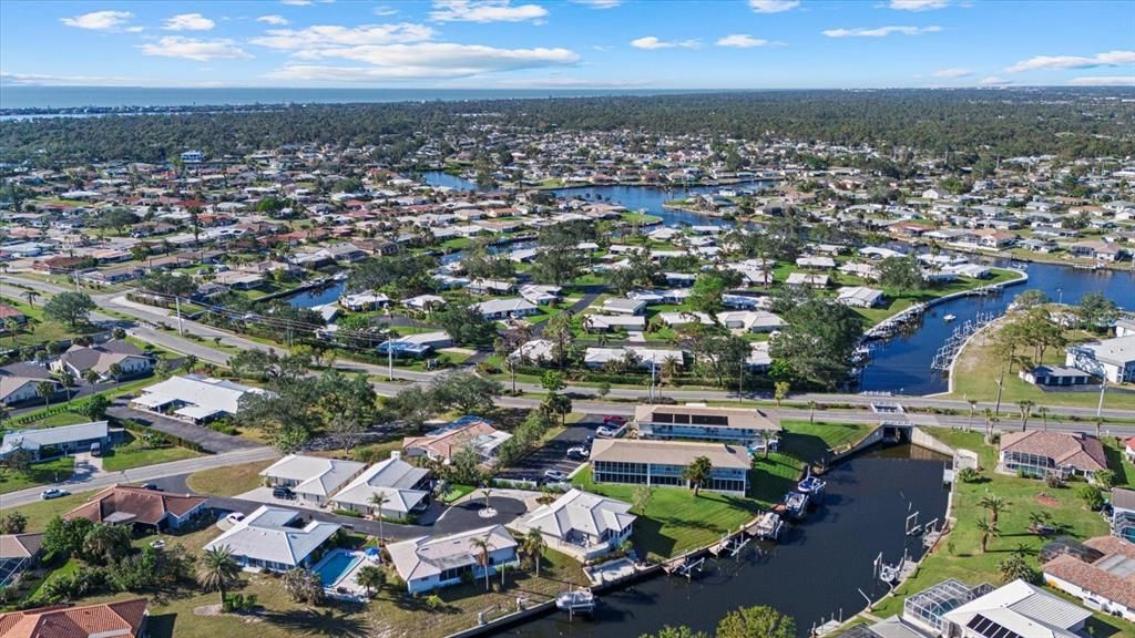 Aerial view of the Creek taking you out to the Intracoastsal Waterway