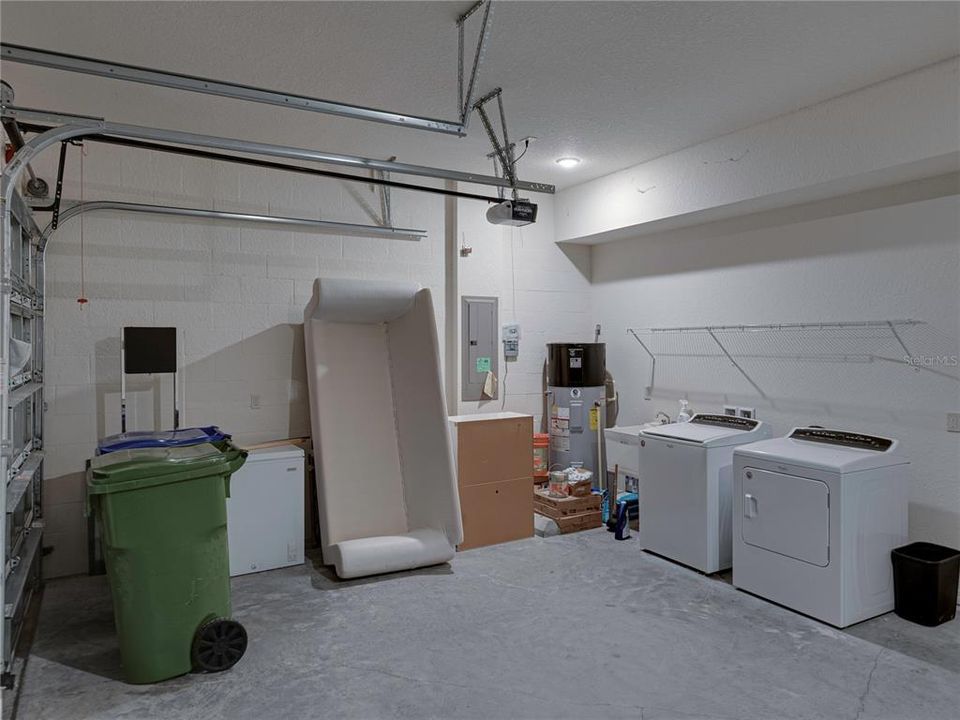 Garage with laundry equipment