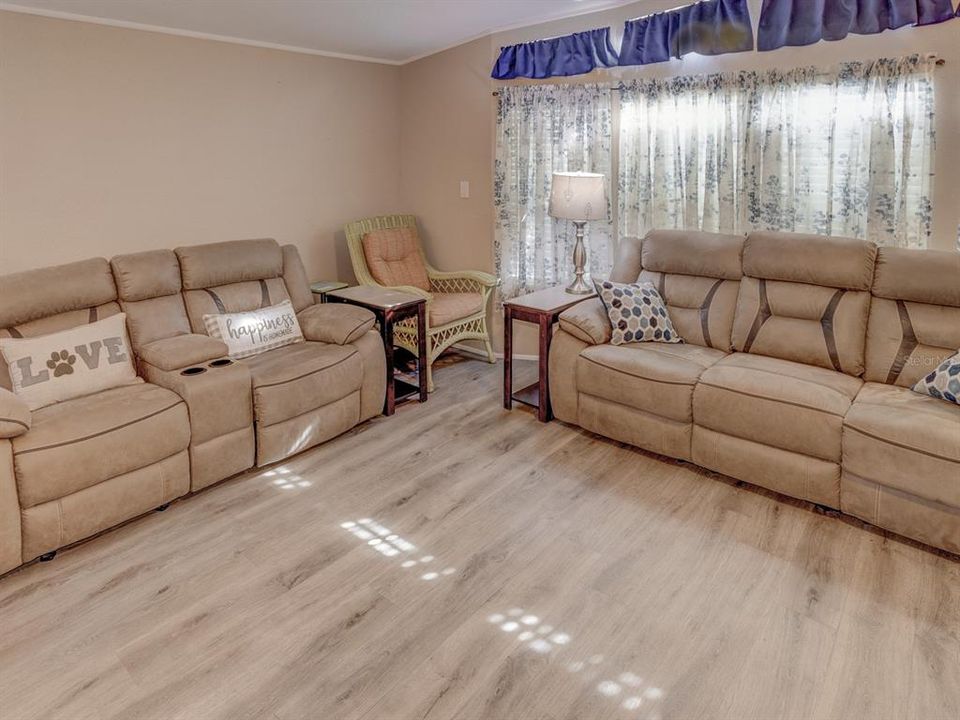 Living room with high grade vinyl.