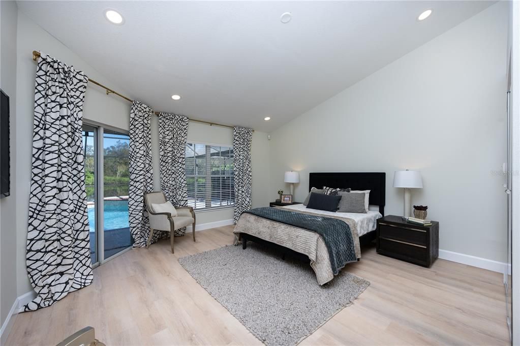 Spacious Master suite with pond views