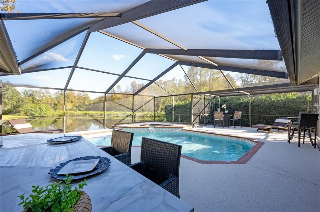 Sparkling pool with outdoor bar