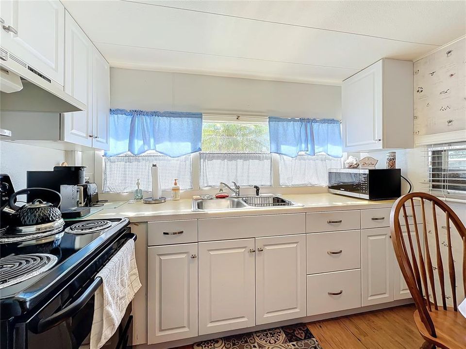 Kitchen with lots on natural lighting.