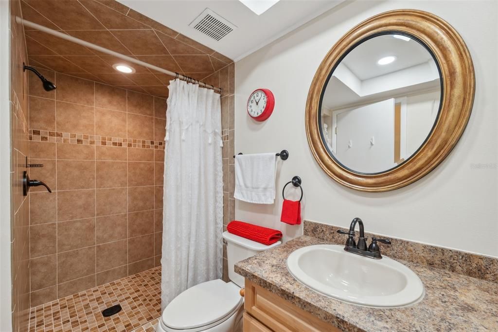 Fully tiled walk-in shower