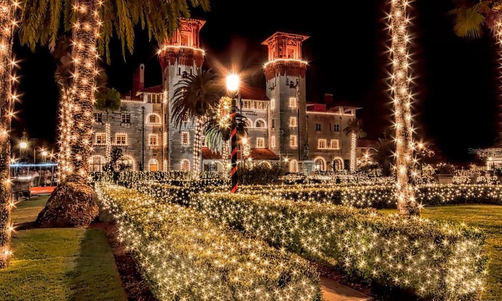 Experience the Nights of Lights by parking at the Historic Downtown Parking Facility, adjacent to the St. Augustine Visitor Information Center at 10 S Castillo Drive, and enjoy the displays by strolling the city's Old World Streets, taking a horse and carriage ride.