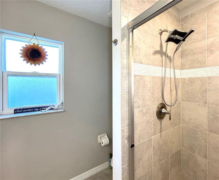 Tiled walk-in shower