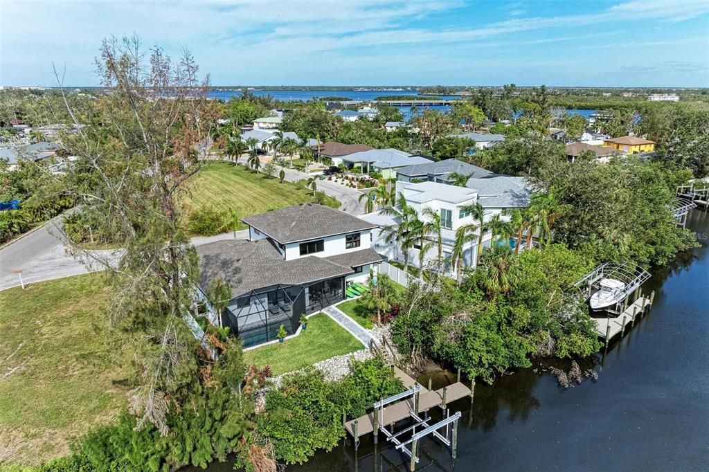 Aerial photo of back of home