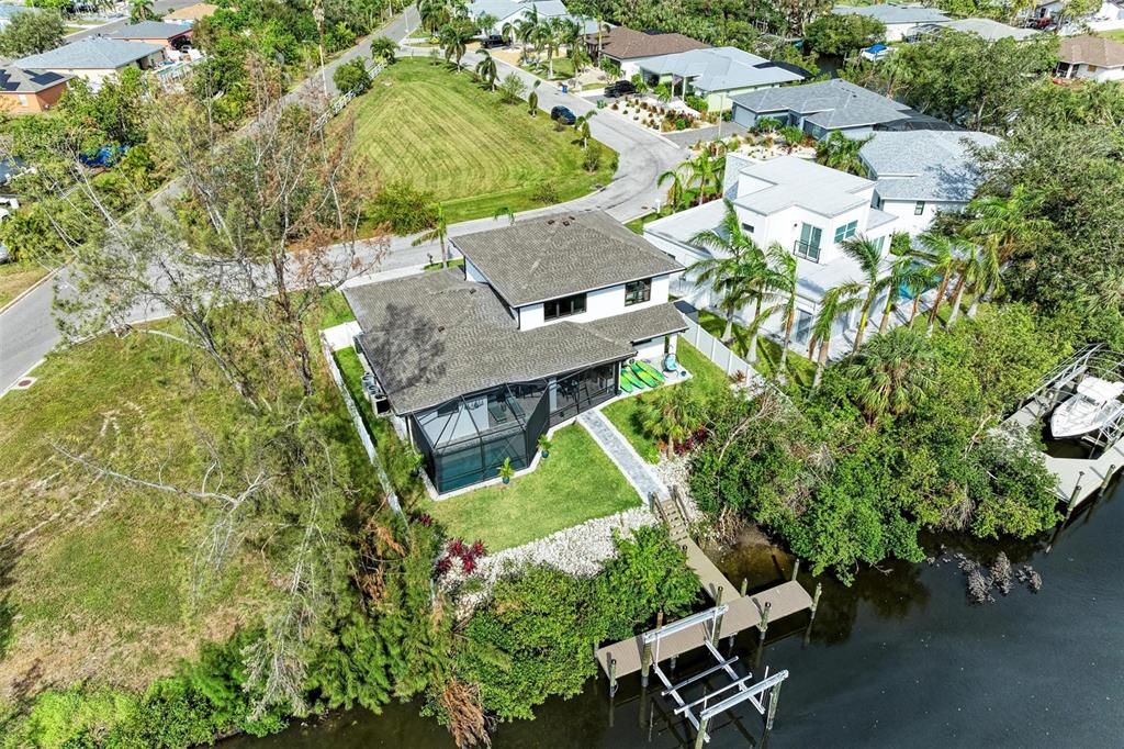 Aerial photo of back of home