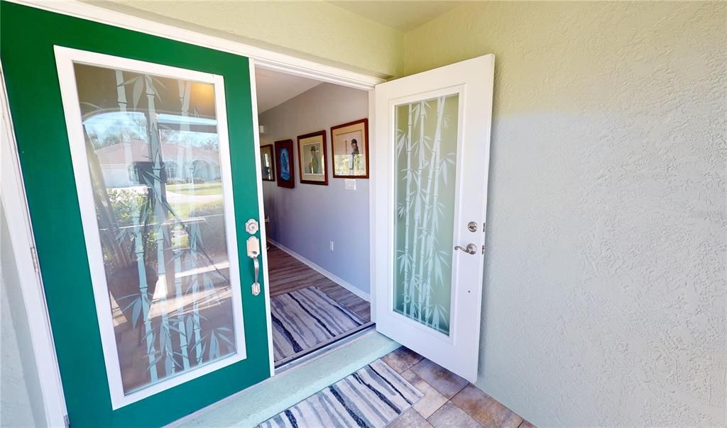 Etched front doors