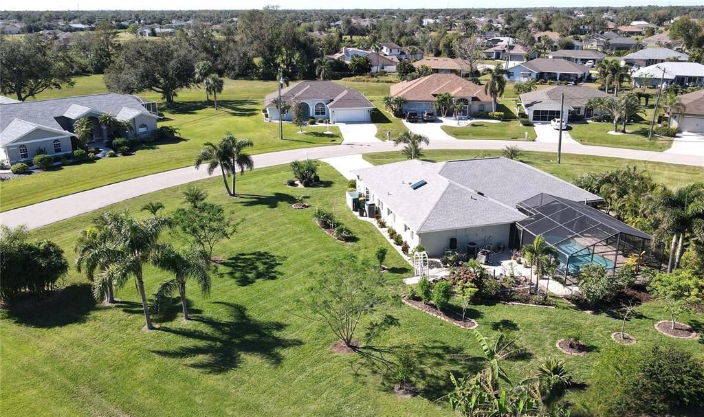 Aerial view of home and lot