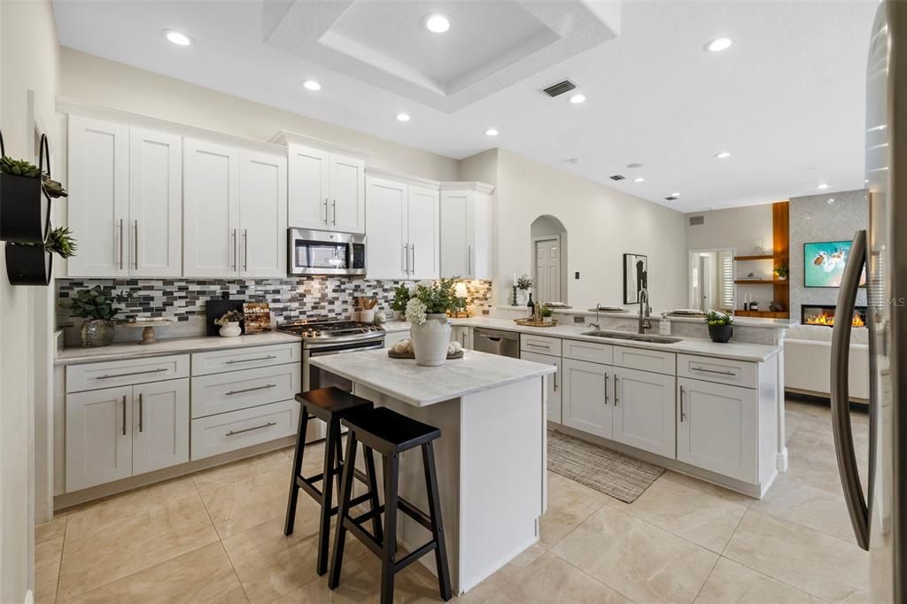 Functional updated kitchen.