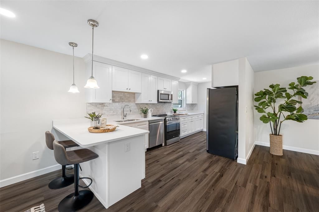 Renovated kitchen with breakfast bar