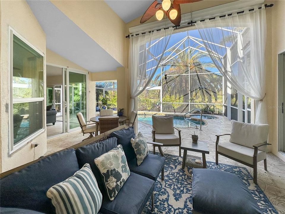 Lanai sitting area facing pool