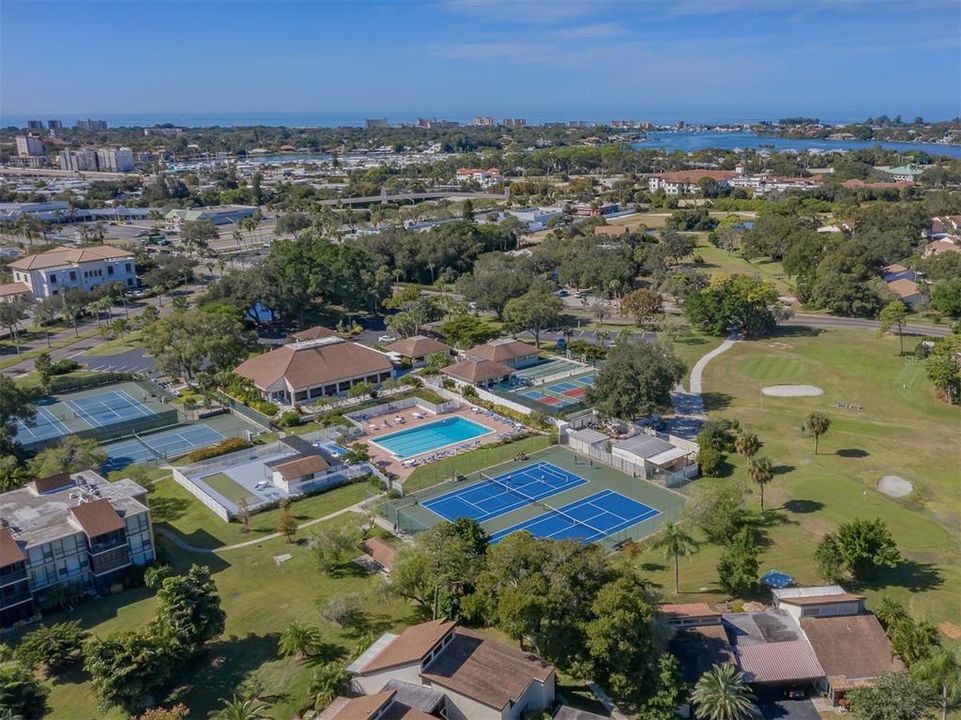 Drone view of the amazing Bird Bay amenities offered in Bird Bay Village