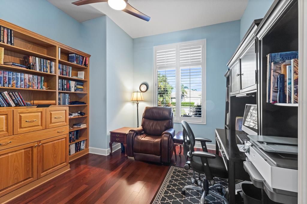 Study with room for a desk and plenty of useful cabinetry