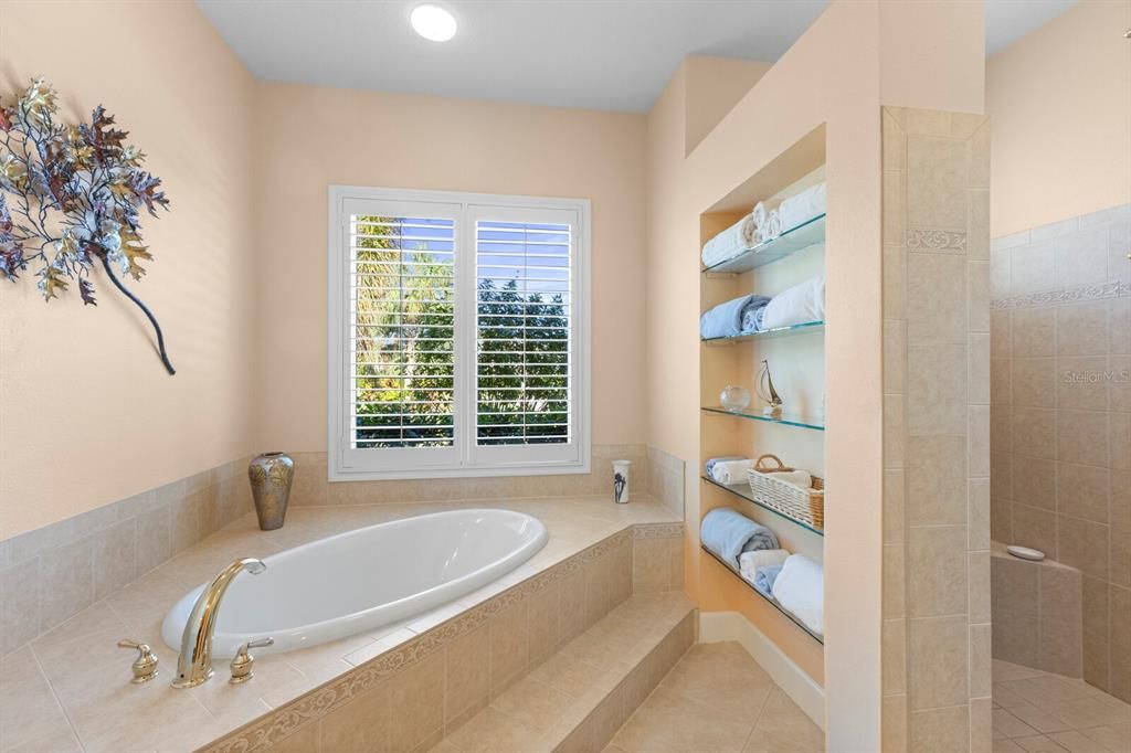 Walk-in shower and soaking tub