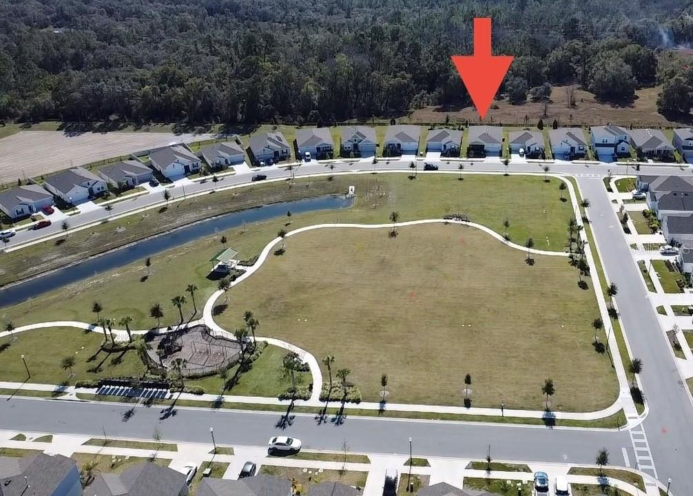 Drone photo showing park across the street