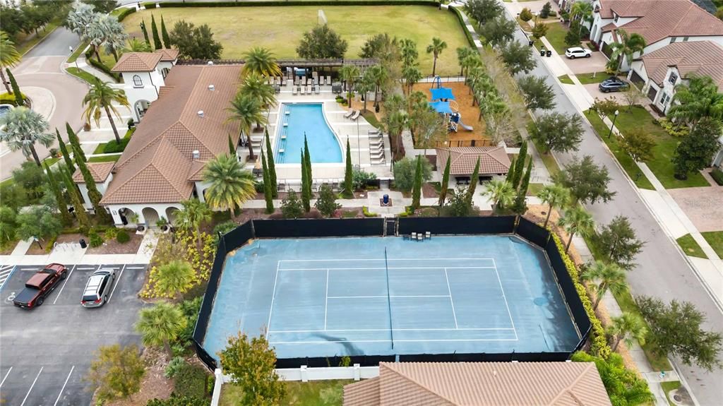 Aerial View of Tennis Court/Pool