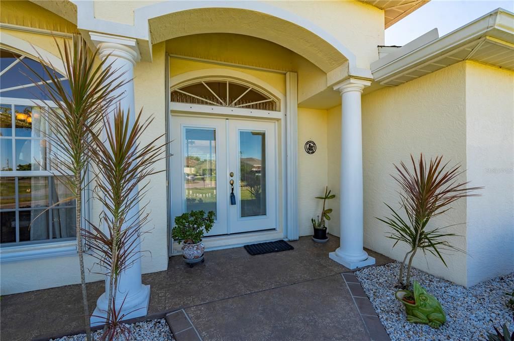 Front porch, new double doors with blinds