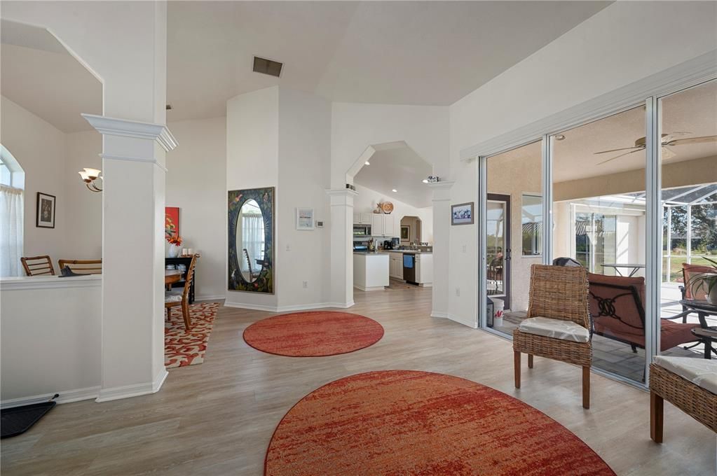 Living room toward kitchen and dinette