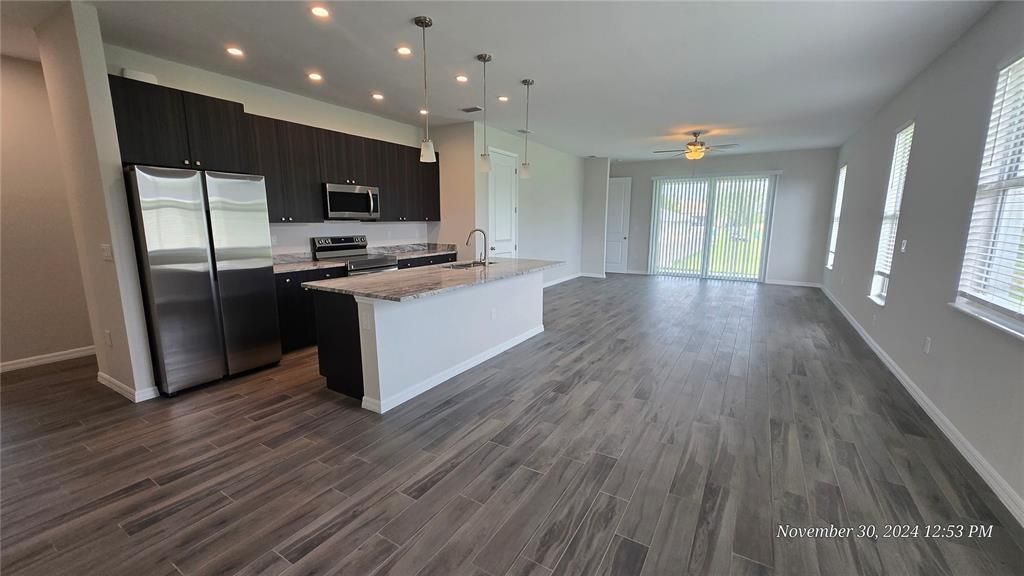 Kitchen, Living room and Dining Area