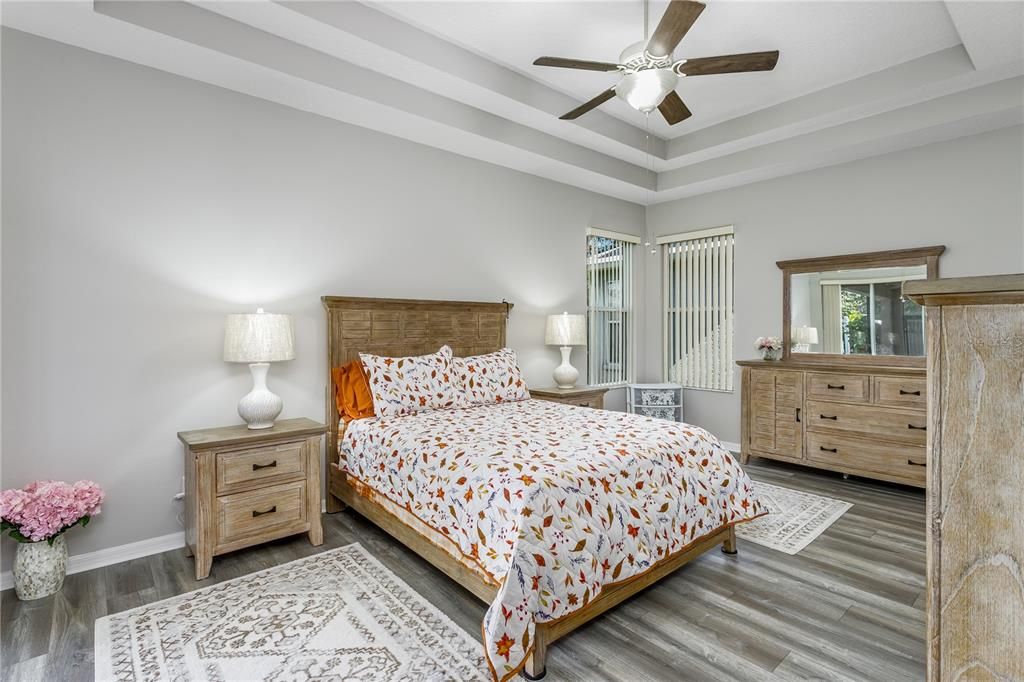 Master bedroom with tray ceiling