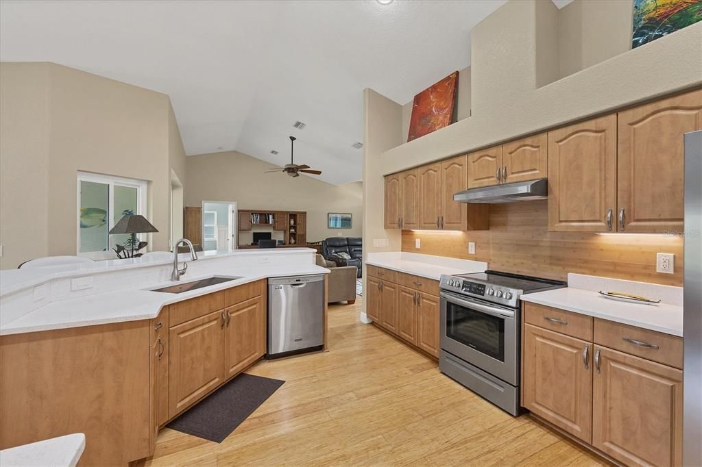 Spacious Kitchen Featuring Quartz Countertops