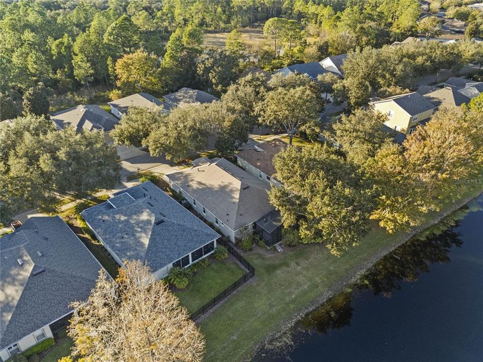 Aerial view of the rear of the home