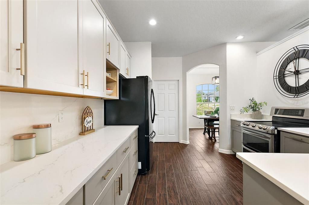 Quartz countertops and backsplash