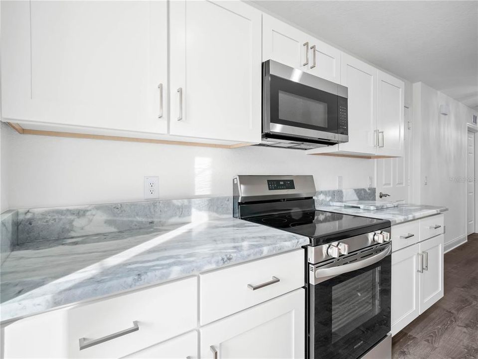 Kitchen has soft-close drawers.