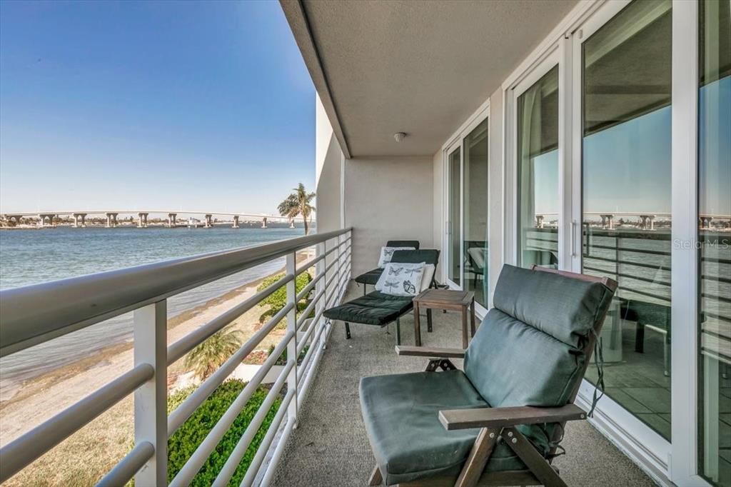 Balcony view right towards the Pinellas Bayway Bridge connecting Isla del Sol to St Pete Beach.