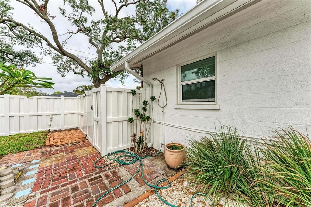 Brick Walk & PVC Fence