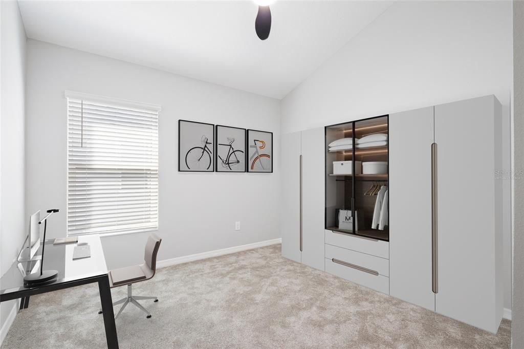 Virtually staged with murphy bed and desk.