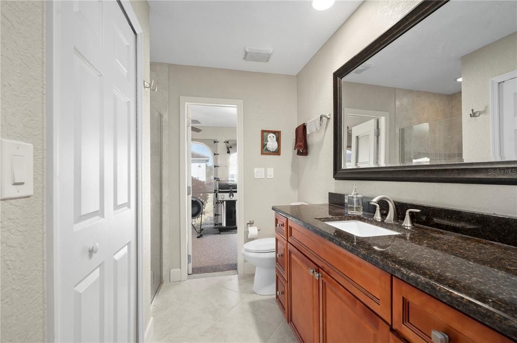 Master bath has walk-in closet