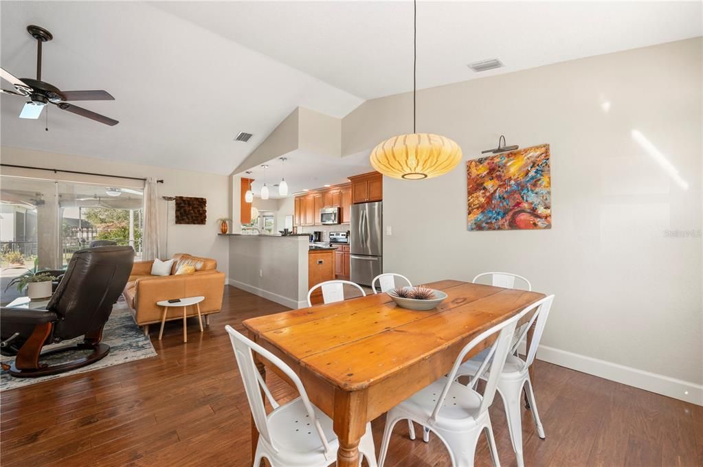 Dining room is open to living and kitchen