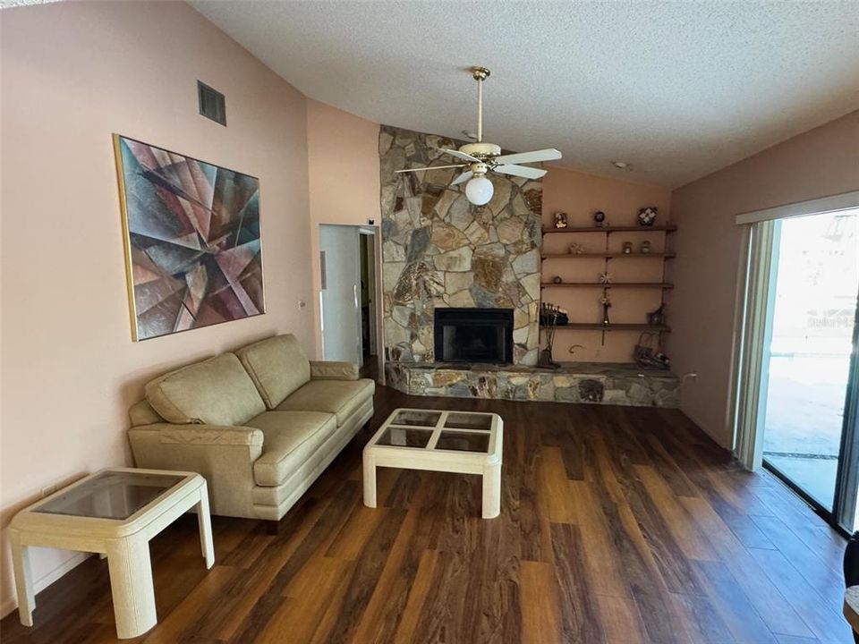 Family Room with Sliders to the Pool Area