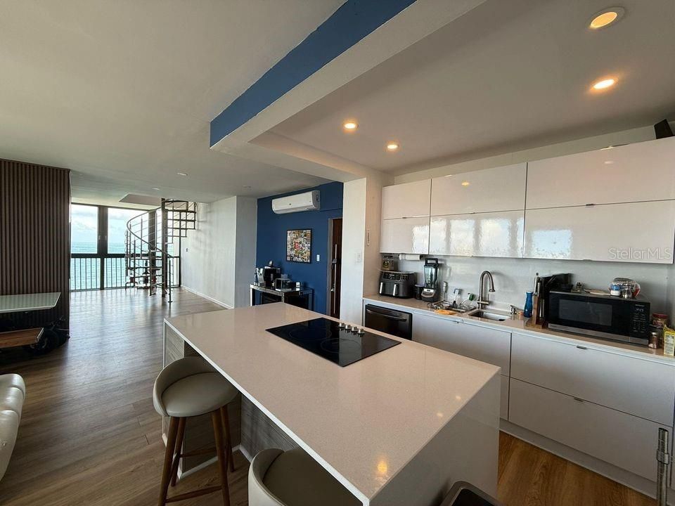 Kitchen, Stairs to Rooftop Terrace