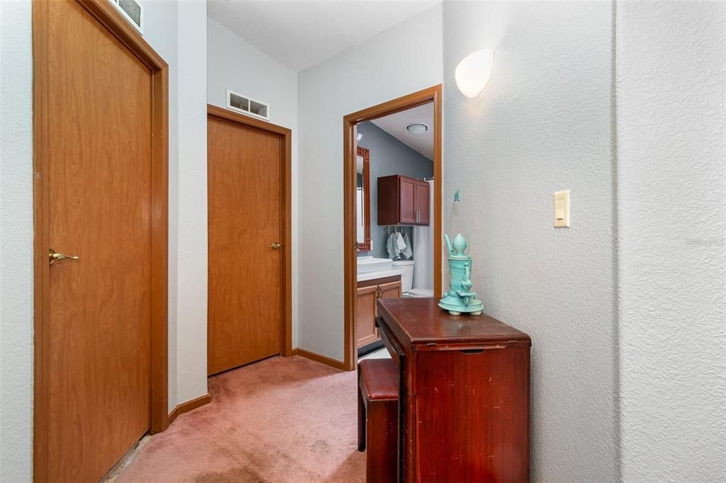 Main House: Hallway to Bedrooms and Guest Bathroom